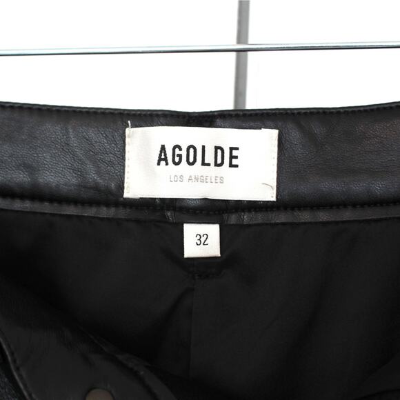 AGOLDE 90s Pinch Waist Recycled Leather Pants Detox Black Straight Leg NEW Sz 32 - Picture 7 of 8